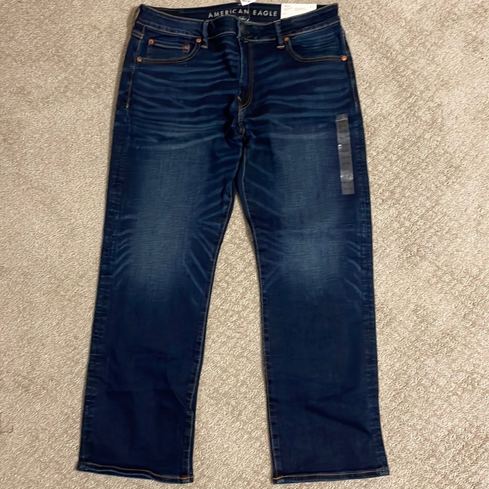 New men’s American Eagle bootcut AirFlex jeans dark wash 36x30